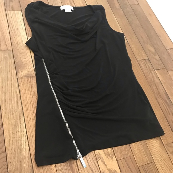 Black Tank Top with Silver Zipper Accent - Picture 2 of 4